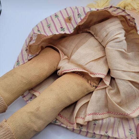 Antique Cloth Rag Doll Primitive Folk Art Style Hand Painted Vintage 16" - Picture 4 of 6